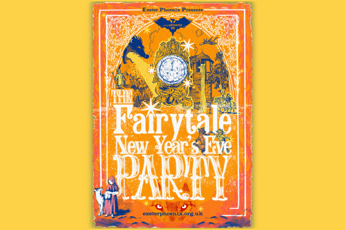 'The Fairytale New Years Eve Party' with various illustrations of iconic fairytales